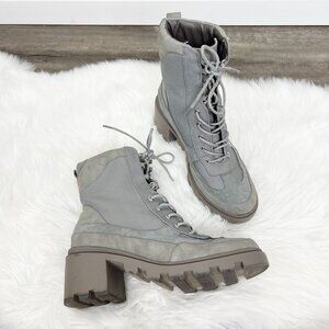 Gray Faux Suede High Top Lug Boots Ember Chunky Lug Womens 9.5